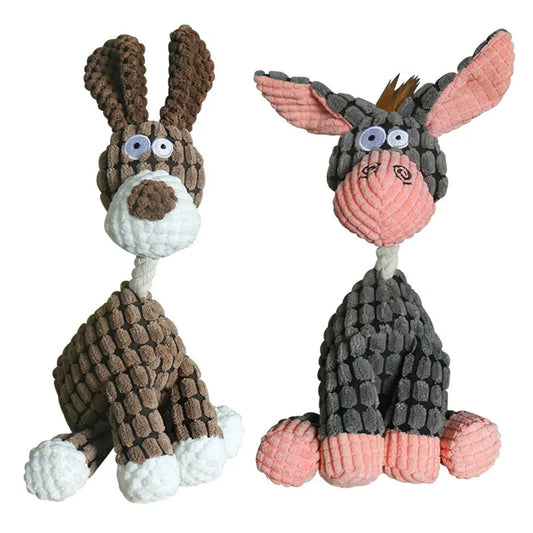 Corduroy Toy Donkey Chew Toy with Squeaker