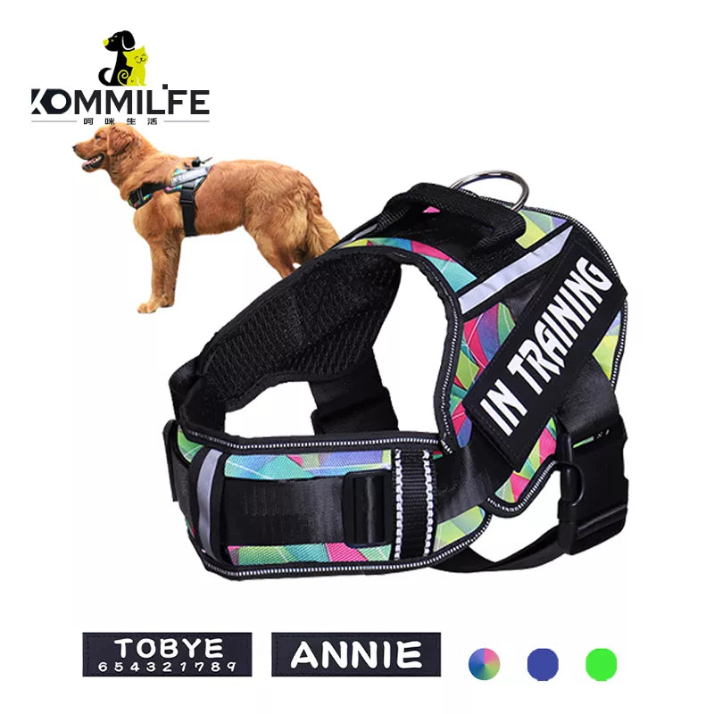 Personalized Reflective Dog Harness with Neck Guard