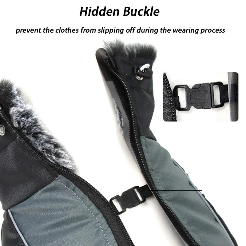 Large Waterproof Winter Coat With Harness and Furry Collar