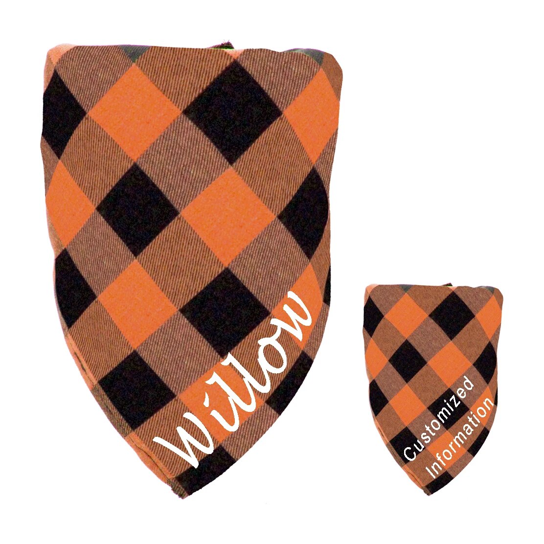 Plaid Pet Bandana with Name