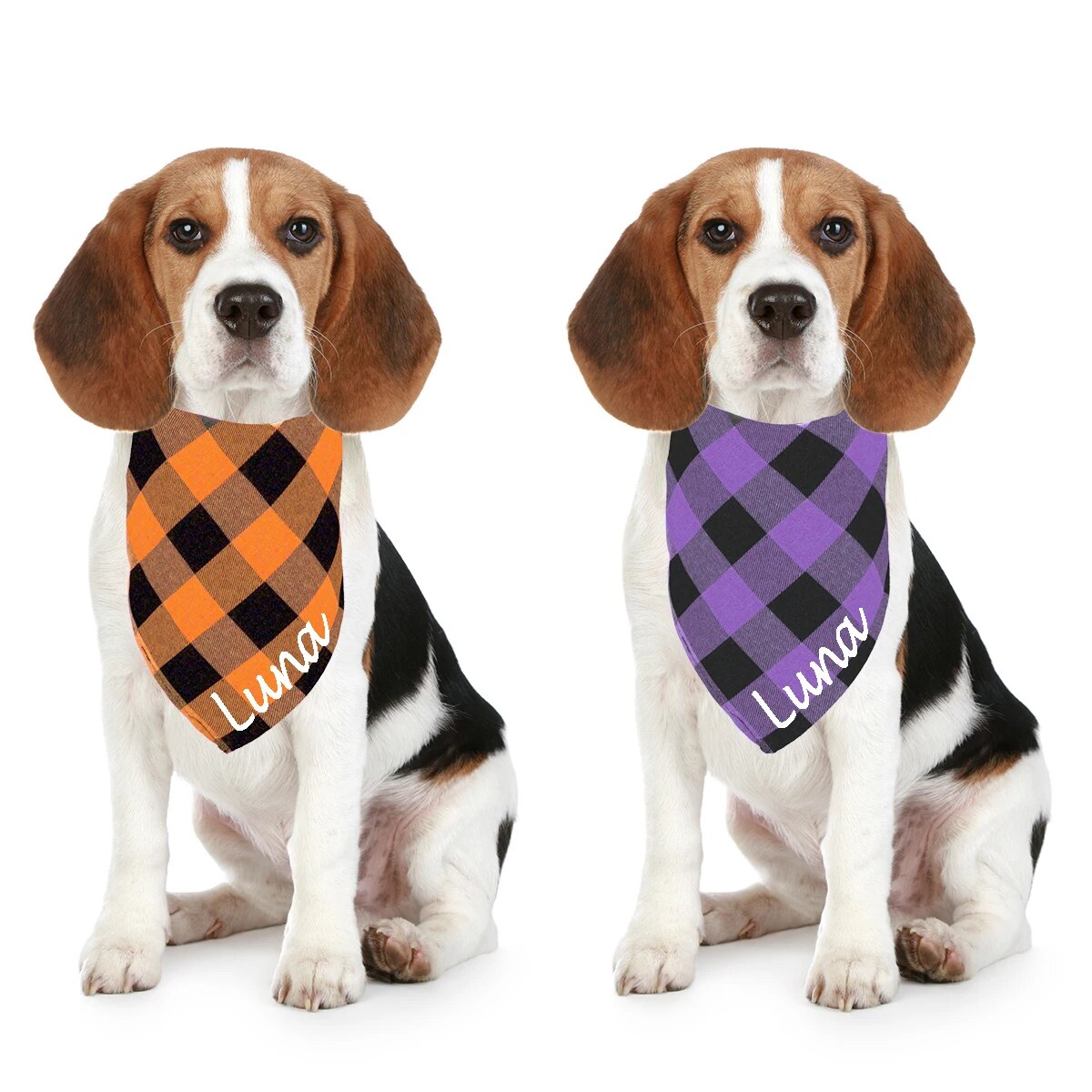 Plaid Pet Bandana with Name