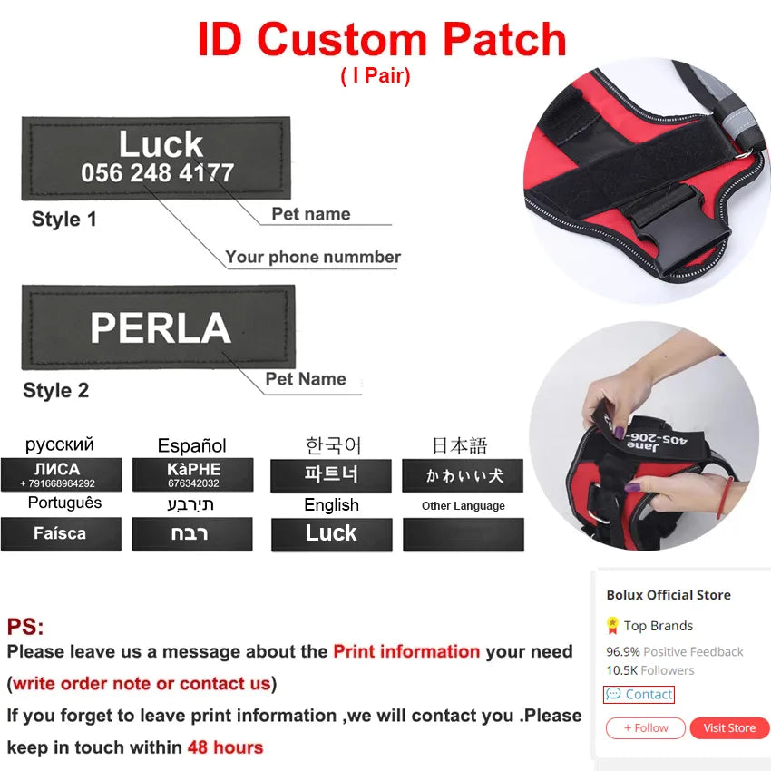 Customized Reflective NO PULL Dog Harness